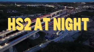 HS2 Delta Junction at Night - Water Orton 1 and 2 viaducts, August 2025