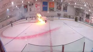 Zamboni Driver Reacts to an Olympia Ice Resurfacer Fire