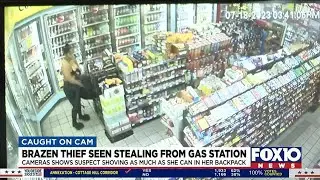 Thief caught on gas station camera