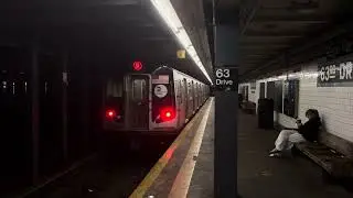 4K⁶⁰: R160 F/M/R at 63 Drive-Rego Park (Manhattan bound platform ft barriers)