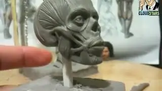 How To Sculpt Ecorche Hercules - Part 42 Facial Muscles - Orbicularis Oculi,Masseter Muscl