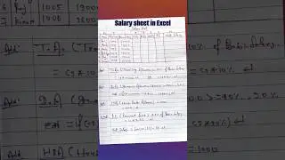 Salary sheet in Excel #shorts