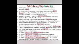 current affairs 16 to 31 may  2022