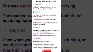 Angry with Vs Angry at #english #grammar #education #vocabs #learnenglish