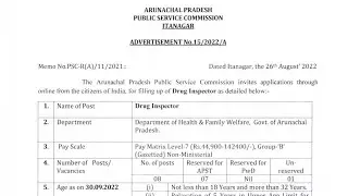 Advertisement for DRUG INSPECTOR |APPSC 2022|Government jobs