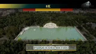 PARQUE ETERNO Retiro / Desde el aire a 8K / Madrid Espa&ntilde;a / Patrimonio Mundial