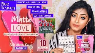 Blue heaven matte Love long lasting hydrating 10 mini lipsticks/review and swatches