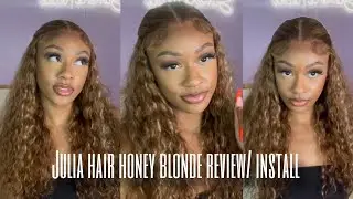 My thoughts on blonde hair?? 🤔 | JULIA HAIR HONEY BLONDE WATER WAVE WIG REVIEW & INSTALL
