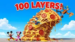 WE MADE A 100FT PIZZA TOWER! 🍕😱 Giant Food Challenge Gone Wrong  | Mickey Mouse 3D Animation
