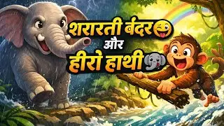 Naughty Monkey & Hero Elephant 🐒🐘|Shararati Bandar Aur Hero Hathi |Kids Moral Story Jungle Adventure