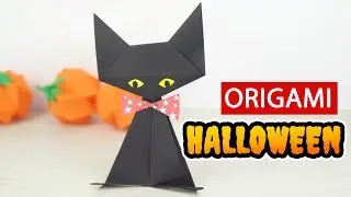 🐈 Gato negro de papel para decorar en Halloween