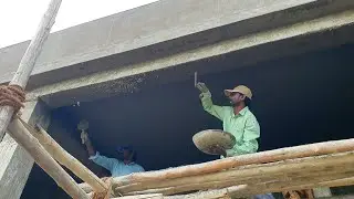 Fantastic! Techniques of Plastering Beam_Building Concrete Long Beam Plastering with Cement mixer