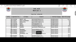 KUK BCA 2nd Merit List 2022-2023