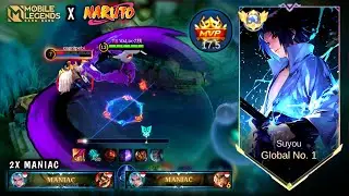 TOP GLOBAL SUYOU 2X MANIAC WITH SKIN SUYOU X SASUKE || SUYOU X SASUKE SKIN SCRIPT GAMEPLAY !!