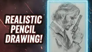 Draw John Wick | Realistic Portrait Sketch Step by Step (Gun & Suit Detail) #art  #johnwick   