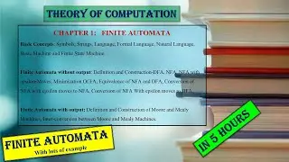Finite Automata in 5 hours || Finite Automata in Theory of Computation | TOC | Chapter1