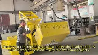 Concrete mixer with lifting system of concrete  and raw material 