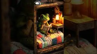 Tiny Frog Reading a Book Inside a Vintage Clock 🐸⏰ Cozy Animal Study & Relaxation 4k