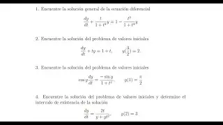 Ecuaciones diferenciales lineales y separables (4 ejercicios)