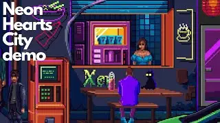 Neon Hearts City Demo - retro cyberpunk point-and-click adventure