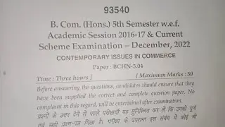 2022 MDU questions paper bcom (hons) 5th sem contemporary issues in commerce