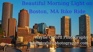 Beautiful morning light on the Boston Waterfront Bike Ride. Boston, Massachusetts. 4k 60fps