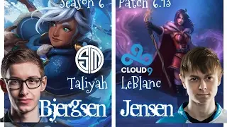 TSM Bjergsen vs C9 Jensen - TALIYAH vs LEBLANC - Patch 6.13 NA Ranked | League of Legends