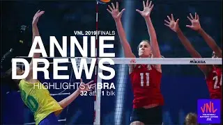 All 33 Points by Andrea Drews: USA vs  Brazil | VNL 2019 Finals