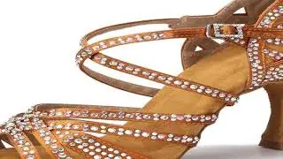 Latin dance shoes ladies new silk satin shiny rhinestone Cuban high heels 9 cm salsa dance shoes