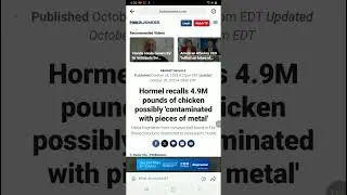 News Update: 5mil Pnds of chicken recall(Hormel brand) YAHAWAH baha sham YAHAWASHI will b bowed to