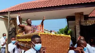 Naa Dromo Korankye Ankrah Engagement -  Groom Arrives  carried by a palanquin