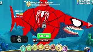 Hungry Shark World - New Spider-Man Skin For Megalodon MOD - All 34 Sharks Unlocked Update Gameplay