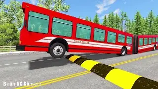 LONG BUS, CITY BUS, SCHOOL BUS Vs MASSIVE SPEED BUMPS - BeamNG.Drive