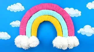 DIY Room Decor Yarn Rainbow Wall Hanging  #SHORTS