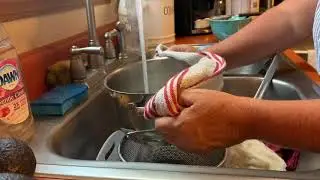 Hand dying wool with black raspberries!