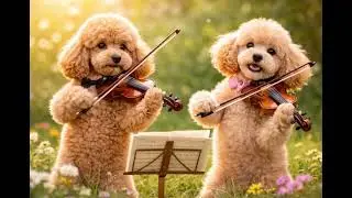 Cute poodles acting like proffesional violin players 🫶 🫶