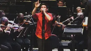 Nunavut throat boxer Nelson Tagoona performs with Regina Symphony Orchestra