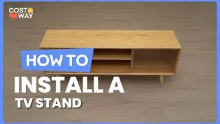 How to Install the Modern TV Stand with Rattan Glass Sliding Doors | HV10404 #costway #howto