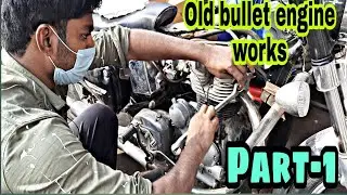 Old bullet 350  electra engine repairing works,CI engine overhaul