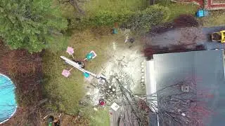 Felling. Tree Work :  Takedown of silver maple (spider lift 59-30aj [Easylift])