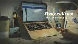 🌙Midnight study with me at home #1 ✨ 1hour, calm piano 🎹, ASMR