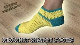 How to Crochet Simple Slipper Socks (Heklane nazuvice)