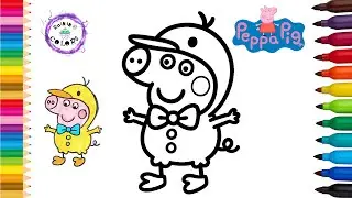Peppa Pig Wearing A Duck Costume Cute Easy Simple Drawing And Coloring #peppapig #rainingcolors