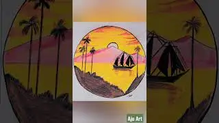 Nature Painting🎨🖌️By Aju Art...#drawing #painting #nature #nasheed #shorts #art #paperart #creative