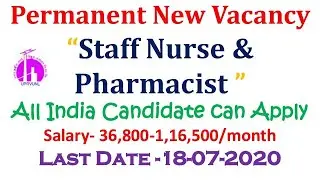 New Permanent Staff Nurse & Pharmacist Vacancy 2020-2021|| All India Candidate can Apply || UP Govt