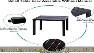 PHI VILLA Indoor Outdoor Small Metal Square Side/End Table, Patio Coffee Bistro Table, Black