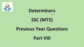 SSC MTS Determiners Practice Set 8 #SATHEE_SSC #swayamprabha #SSC