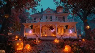 🍁🎃Halloween Haunted Mansion Ambience | Jack-O&rsquo;-Lanterns, Ghost Lights & Spooky Night Vibes 🕯️