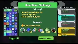Beating Robo Bear Challenge as blue hive (r25) - Bee Swarm Simulator