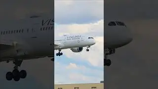 Feel the RAW power! 💪 Vistara 🇮🇳 787 airplane landing in London #airplane #landing #shorts